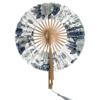 Eco-Friendly Bamboo Hand Fan with Folk Art Design for Home Decoration and Promotional Gifts 21*38cm