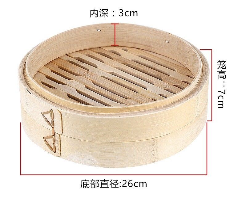 6 Inch Basket Dim Sum Bamboo Steamers With Lid 2 Tiers